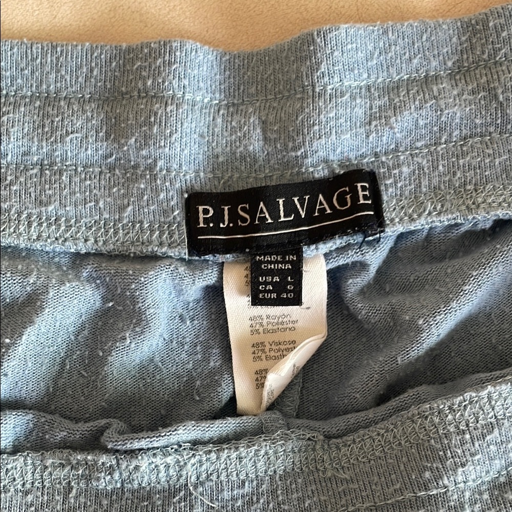 PJ Salvage Blue and White Pajama Set Soft and Relaxed Fit Top-M Bottoms - L - Picture 10 of 10